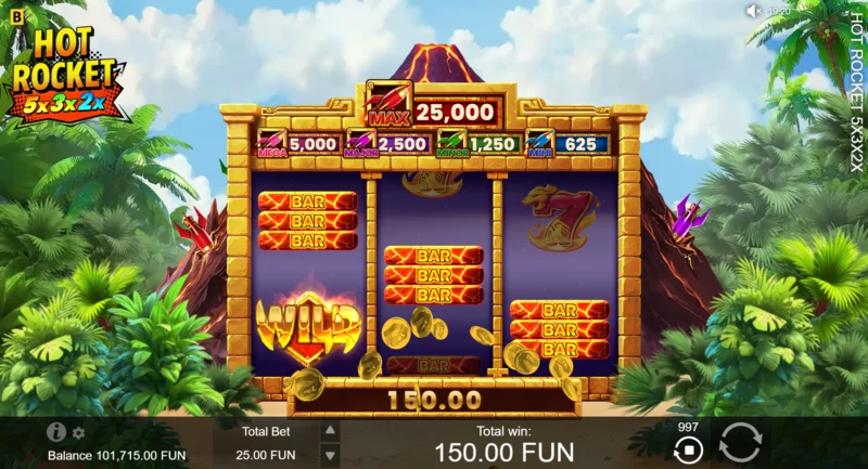 Hot Rocket 5x 3x 2x - dobitak sa trostrukim Wild simbolom na prvoj isplatnoj liniji